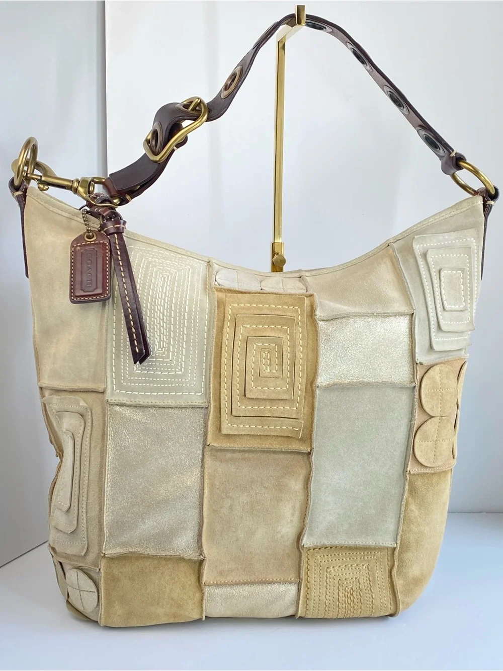 Coach XL Y2K Limited Edition Suede Patchwork Mosaic Shoulder Tote Bag - Picture 12 of 16